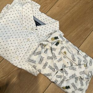 White patterned short sleeve button down bundle